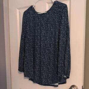Adrianna Papell Navy Speckled Long-Sleeve Top